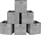 Hoppa! Boîtes de rangement, lot de 6, boîtes en tissu pliables, non tissé, cubes, paniers de rangement, organisateur pour speelgoed, vêtements, chiné, gris