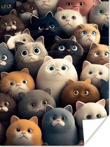 Poster Katten - Dieren - Poes - Design - Meiden - Jongens - 60x80 cm - Cadeau meisje 7 jaar