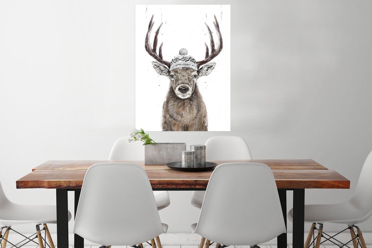 Poster Hert - Winter - Muts - Gewei - 60x80 cm
