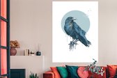 Poster Kraai - Blauw - Maan - Vogels - 120x160 cm XXL
