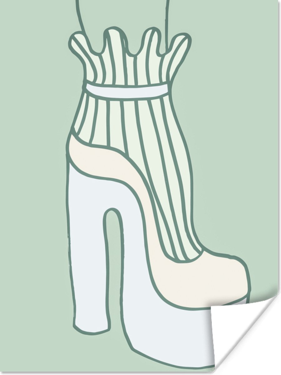 Poster Schoen - Groen - Abstract - Kleding - 60x80 cm