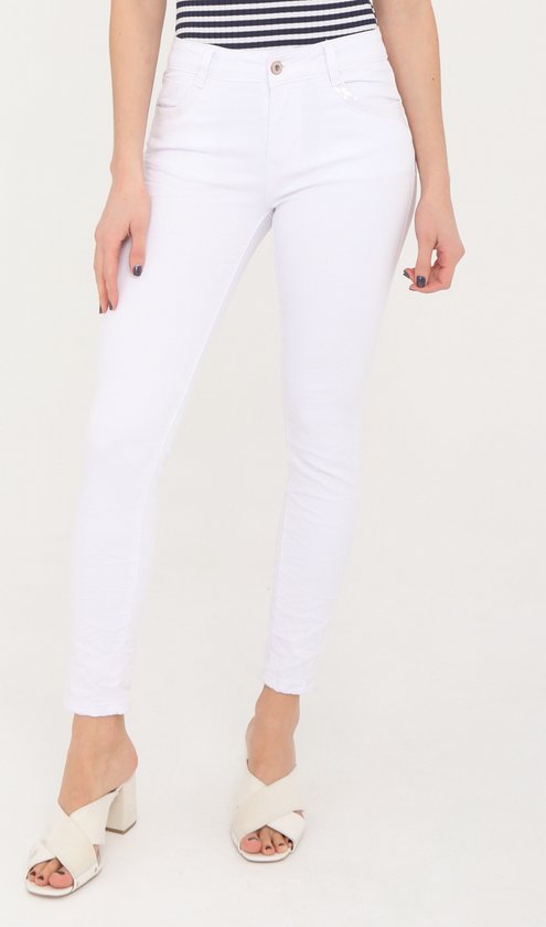 Witte broek met bling aan de zakken - maat 40 (L) | bol.com