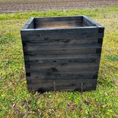 AMISHOUT Vierkante bloembak - Plantenbak van hout 60x60x60 cm - Zwart