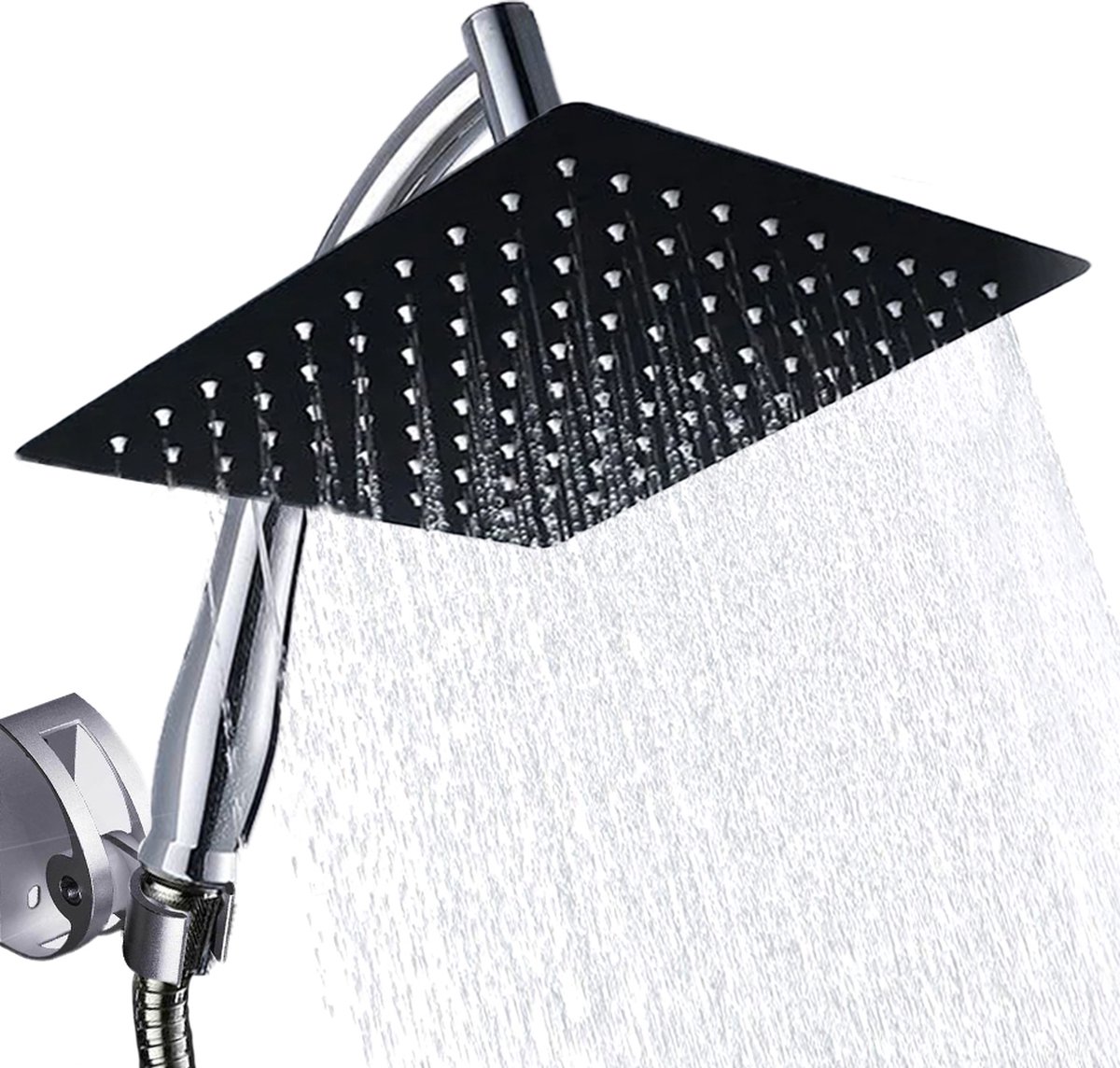 Douchette,Pommeau de Douche,3 Fonction Noir Mat Mur-Monté Douche Ensemble  Avec Tuyau Et Support de Douche Pomme : : Bricolage