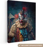 Canvas Schilderij Clown - Horror - Kleding - Portret - 60x80 cm - Wanddecoratie