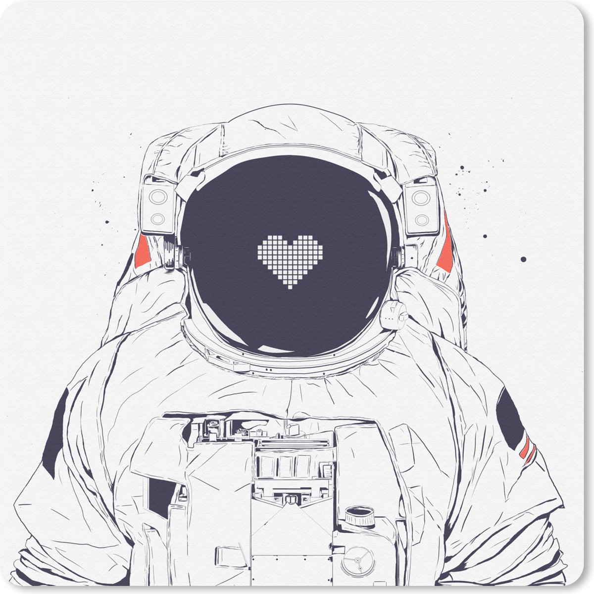 Muismat 30x30 cm - Mousepad Astronaut - Hartje - Ruimte - Liefde - Muismatten