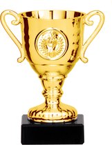Trofee/prijs beker - met oren - goud - kunststof - 11 x 6 cm - sportprijs