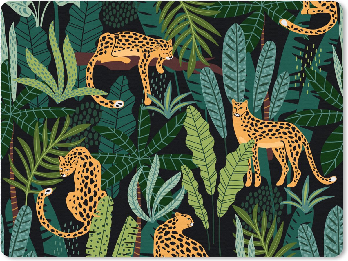Muismat XXL 80x60 cm - Bureau onderlegger - Bureau mat Jungle - Panter - Patronen - Jongens - Meiden - Planten - Bureaumat - Gaming mousepad xl - Bureaulegger groot - Computer deskmat
