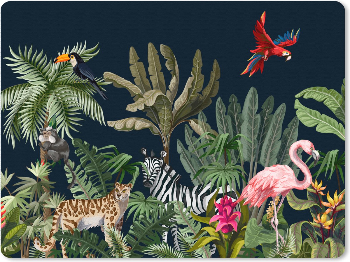 Muismat XXL 80x60 cm - Bureau onderlegger - Bureau mat Jungle - Planten - Dieren - Kinderen - Flamingo - Zebra - Bureaumat - Gaming mousepad xl - Bureaulegger groot - Computer deskmat