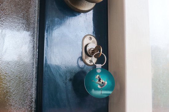 Porte-clés - Vache - Ballet - Portrait - Blauw - Animaux - Enfant - Plastique - Rond - Cadeaux à distribuer