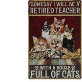 Wandbord – House of cats - Katten - Retro - Wanddecoratie – Reclame bord – Restaurant – Kroeg - Bar – Cafe - Horeca – Metal Sign – 20x30cm