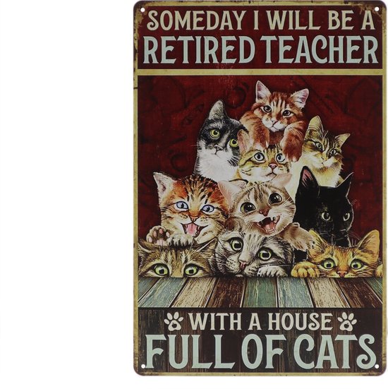 Foto: Wandbord house of cats katten retro wanddecoratie reclame bord restaurant kroeg bar cafe horeca metal sign 20x30cm