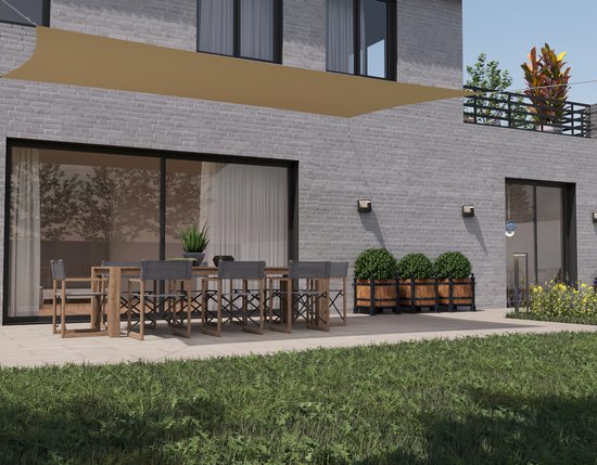 hanSe® Toile d'Ombrage Rectangle Perméable à l'eau 4x5 m Toile Solaire Sable