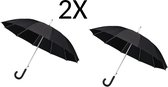 2x Paraplu - Automatic windparaplu - Stevig & Windroof - Windproof - Ø 110 cm - Zwart- Top Kwaliteit - Beste kwaliteit