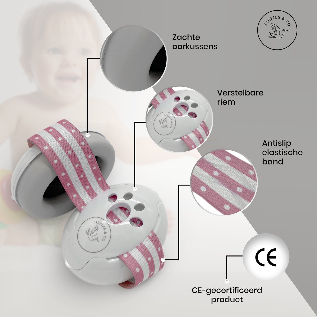 Liefjes & Co Baby Gehoorbescherming Voor Baby Peuter Kind Verstelbaar
