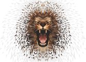 Fotobehang - Vlies Behang - Geometrische Leeuw in 3D - Kunst - 312 x 219 cm