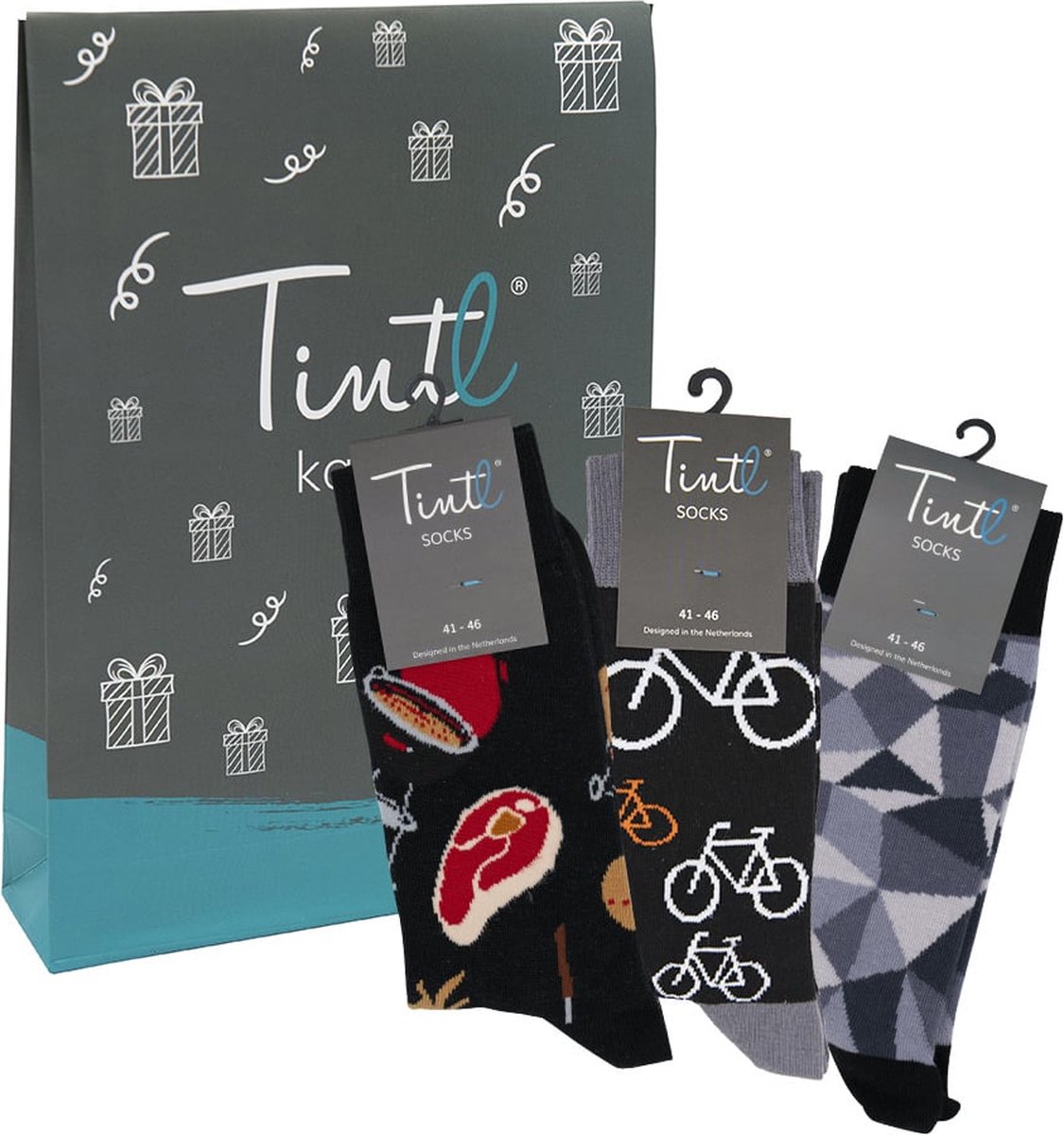 Tintl socks geschenkset unisex sokken | Trio - Black & white 2 (maat 41-46)