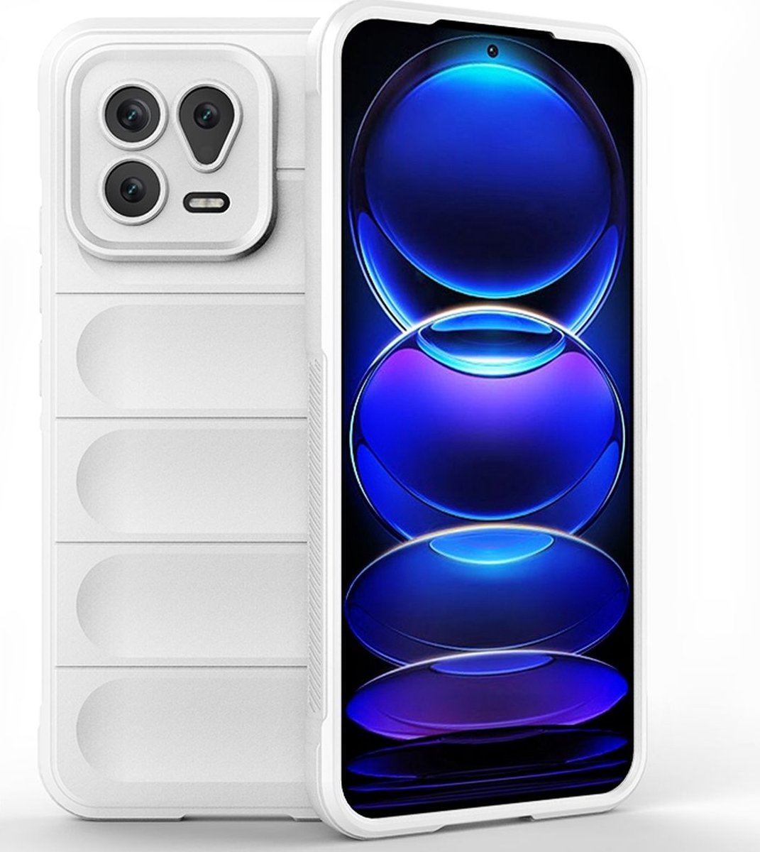 Mobigear Hoesje geschikt voor Xiaomi 13 Telefoonhoesje Flexibel TPU | Mobigear Bumpy Backcover | 13 Case | Back Cover - Wit