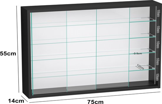 Vitrinekast 60 cm breed in eiken repro met 2 deuren, 1 lade ANTIGUA-13