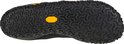 Onderkant van een zwarte Merrell sportschoen met Vibram zool en complex patroon.