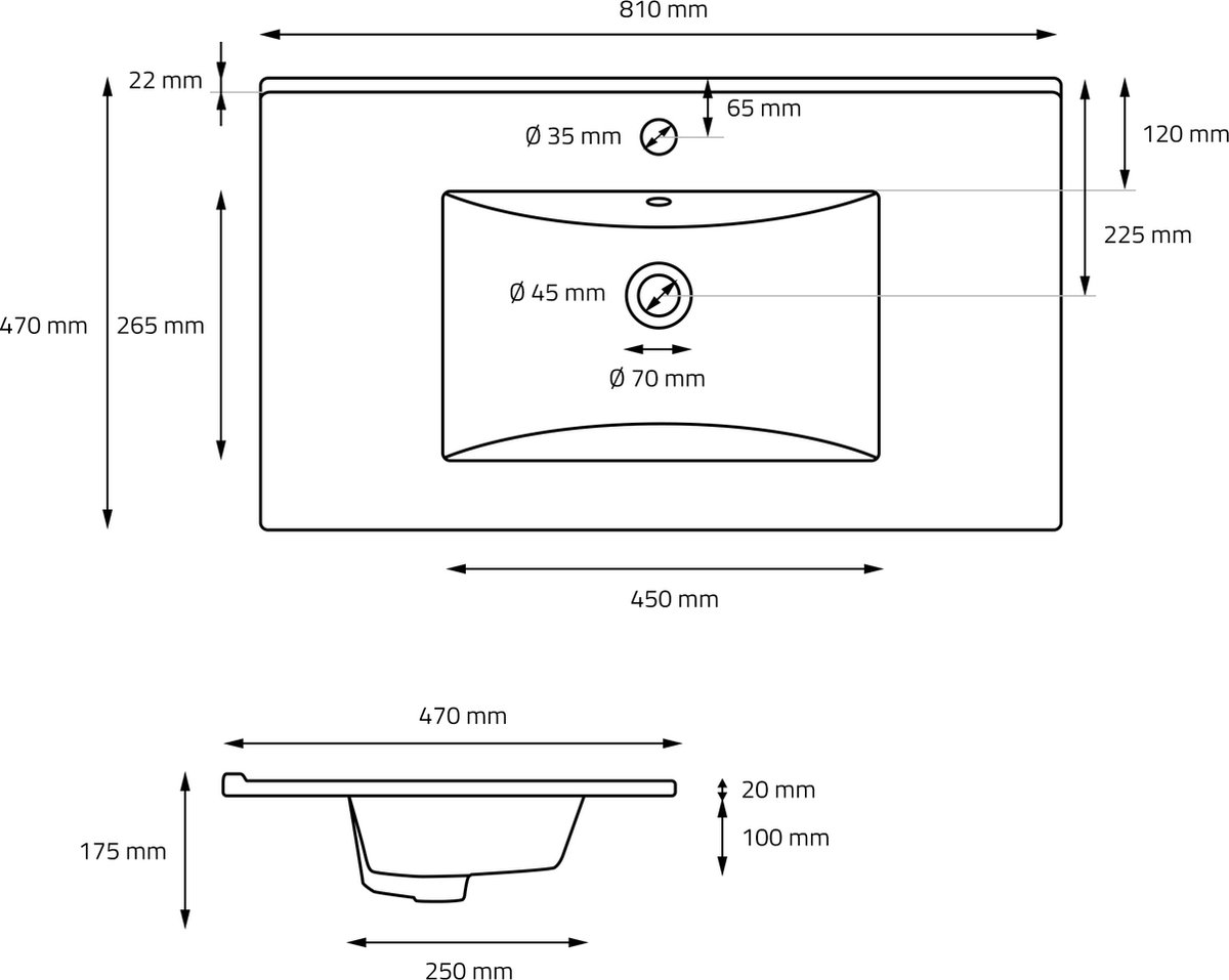 ML-Design Wastafel Keramiek Zwart Mat 35,5x20,5x12,5 cm