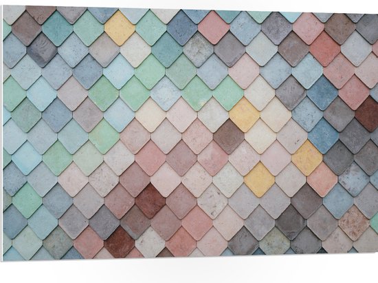 PVC Schuimplaat- Wand met Driehoekvormige Textuur in Verschillende Kleuren - 105x70 cm Foto op PVC Schuimplaat