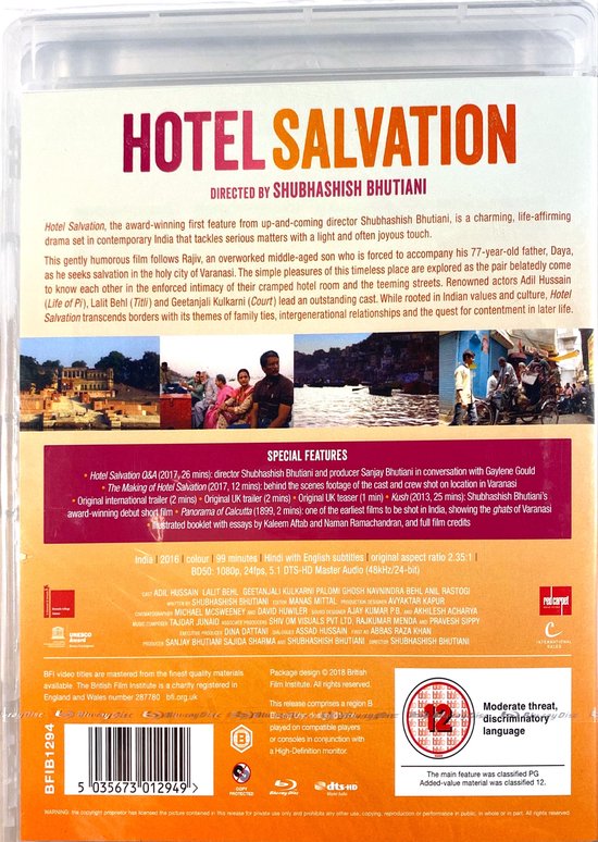 Arrière de la couverture Blu-ray de Hotel Salvation, avec des descriptions de film et des bonus.