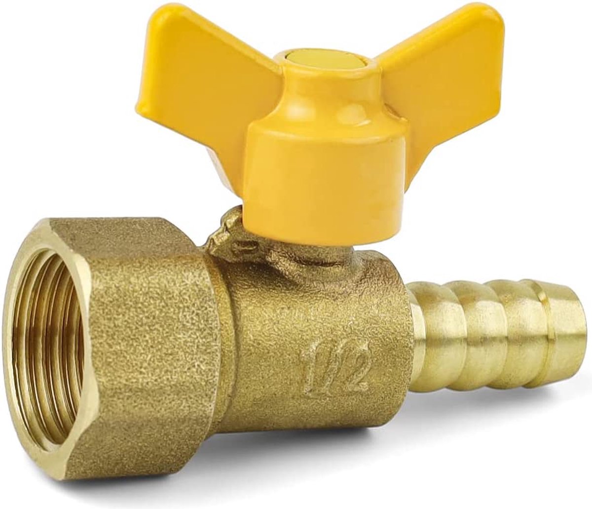 Kogelkraan, 1/2 inch (1/2 inch) kogeluitloopventiel, messing, waterkraan, regenton, universeel, vorstbestendig, tuinkraan met slangschroefverbinding filterzeef, regenwatertank, IBC-tankaccessoires