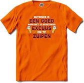 Autorace is een goed excuus om te zuipen | Race Fan kleding | Supporter | Dutch Army | Autosport Cadeau | Bier Kado Tip | - T-Shirt - Unisex - Oranje - Maat M