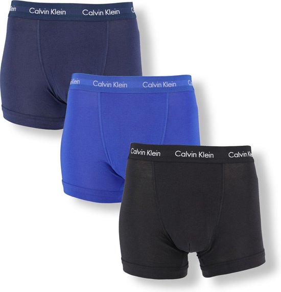 Calvin Klein Boxer Shorts - Hommes - Lot de 3 - Bleu / Noir / Marine - Taille L