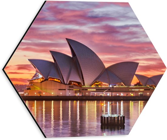 Dibond Hexagon - Sydney Opera House - Australië - 30x26.1 cm Foto op Hexagon (Met Ophangsysteem)