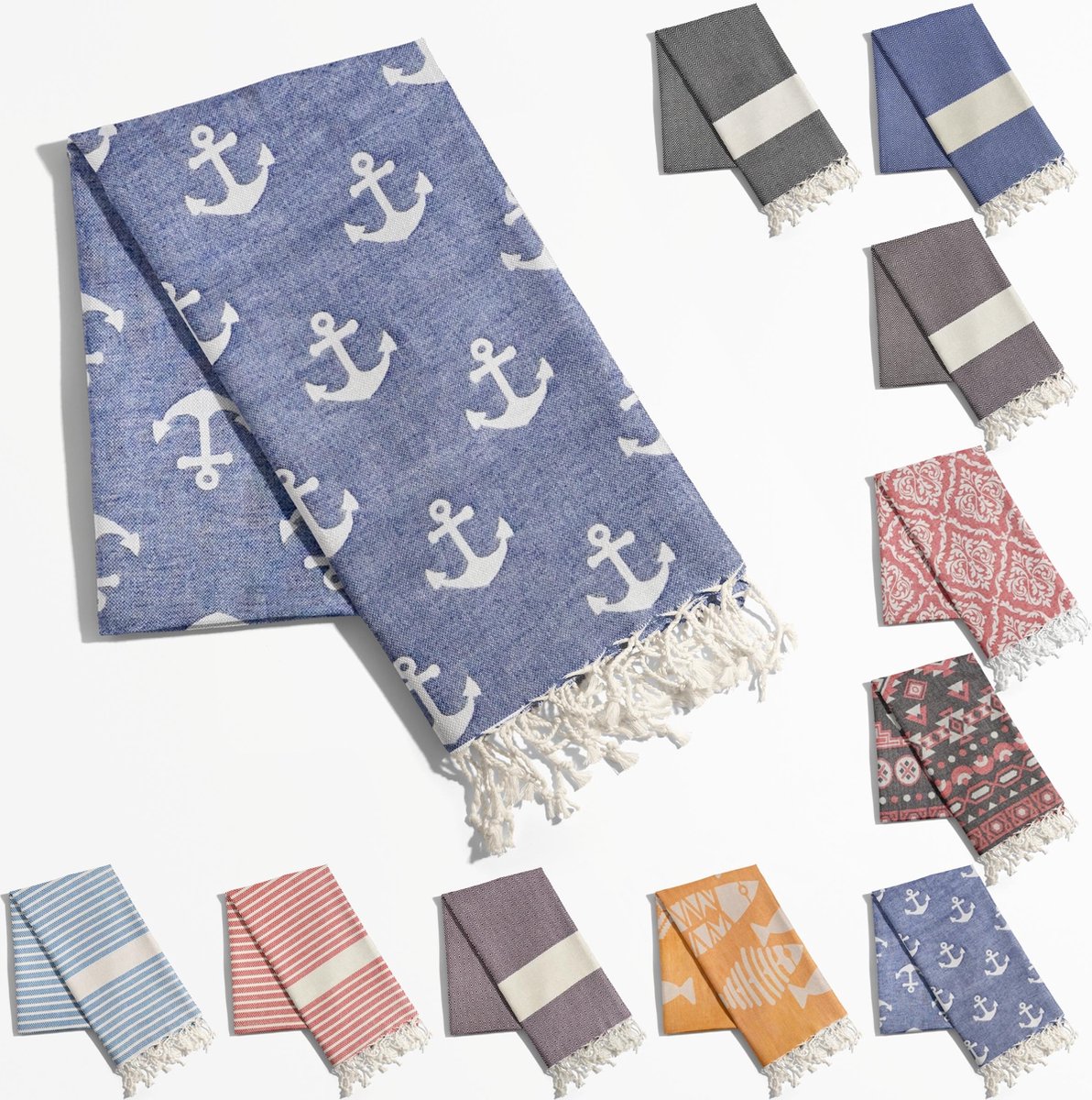 Tavas Hamamdoek Blauw - Strandrust Strandlaken %100 Katoen XL Saunalaken 85 x 175 cm Badhanddoek Groot Douchelaken Dames Hotel Handdoek Pestemal Fouta Pareo Yoga Deken Heren