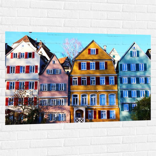 Muursticker - Gekleurde Huisjes naast Elkaar - 120x80 cm Foto op Muursticker