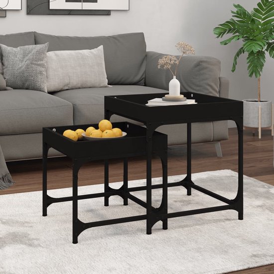 vidaXL Bijzettafels 2 st 50x46x35 cm bewerkt hout grijs sonoma eiken