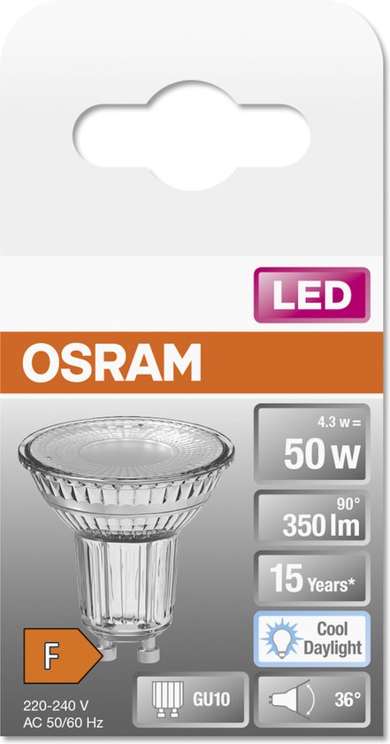 OSRAM LED reflectorlamp | NaN: GU1- | Kaltweiß | 65- K | 4,3- W | vervanger voor 5- W Reflector lamp | not relevant | LED STAR PAR16