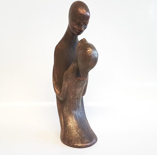 Geert Kunen / Skulptuur / Beeld / Vrouw / Man / Koppel - Bruin / goud - 22 x 14 x 52 cm hoog.