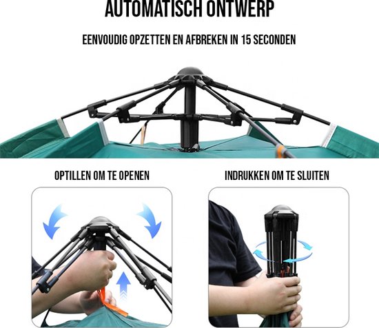 Campfest - Tent - Koepeltent - Pop-up tent - 2-3 persoons - Kamperen - Festival camping - 210 x 200 x 135 cm - blauw van Merkloos — afbeelding 2