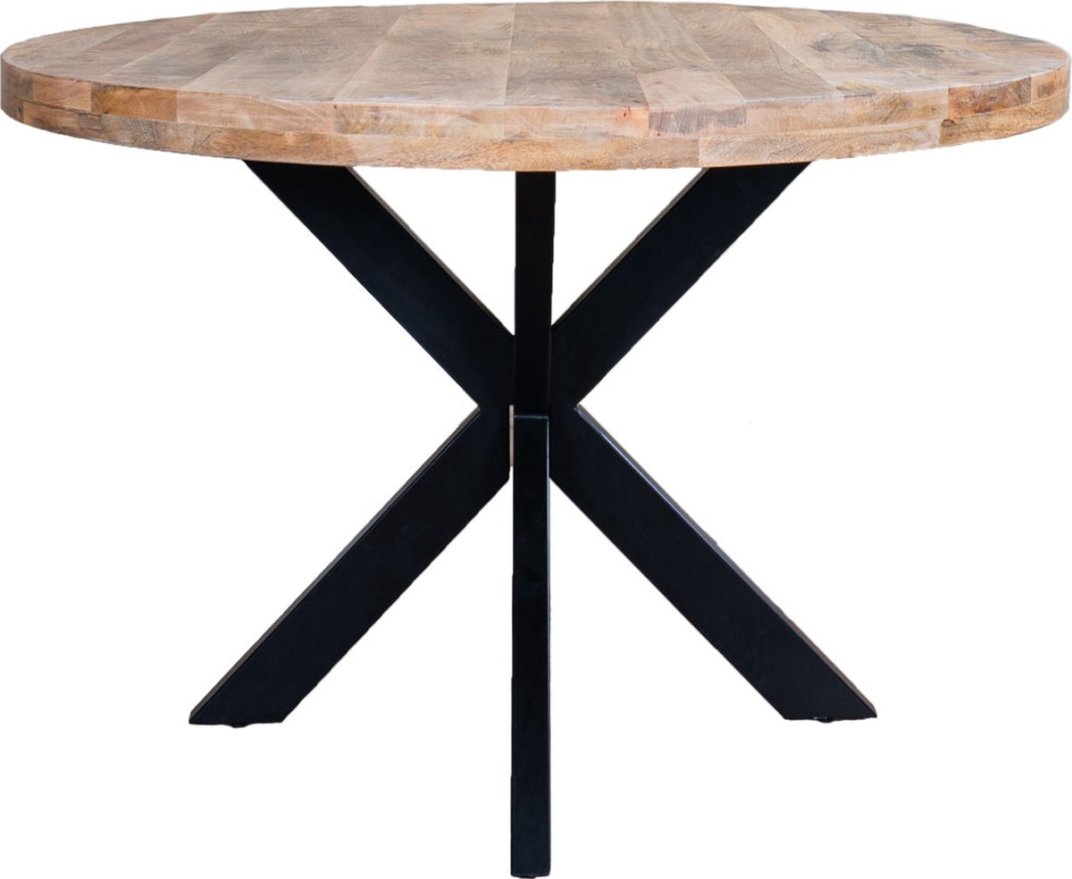 Eettafel Moos ø100 cm - Mangohout - Rond - Industrieel - 2-3 personen - keukentafel