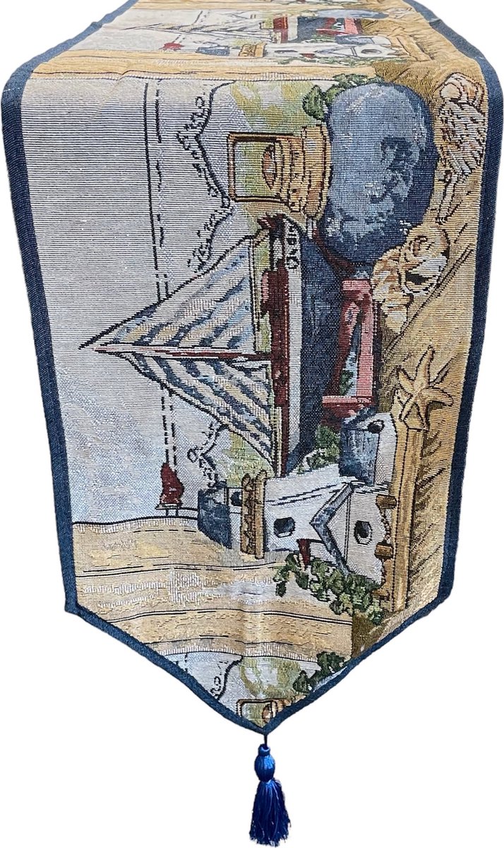 Tafelloper - Gobelinstof - Maritiem - Zeilboot - Loper 180 x 33 cm