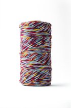 Ledent macramé touw, (3mm, 120M, regenboogkleuren), enkel getwist - van 100% geregenereerd katoenkoord - Macramé touw in verschillende kleuren voor creatieve projecten.