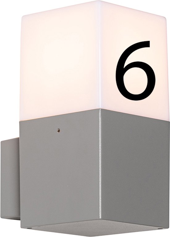 QAZQA denmark - Moderne Huisnummer verlichting voor buiten - 1 lichts - D 115 mm - Grijs - Buitenverlichting