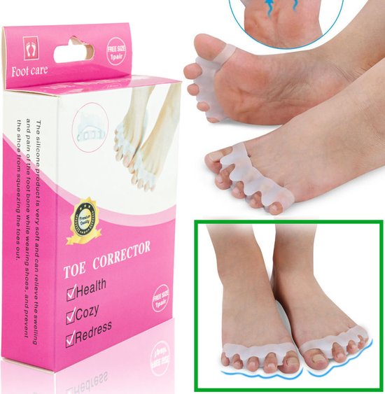 Foto: Hallux valgus teenspreider teencorrector voor alle tenen grote teen kleine teen spreider corrector one size