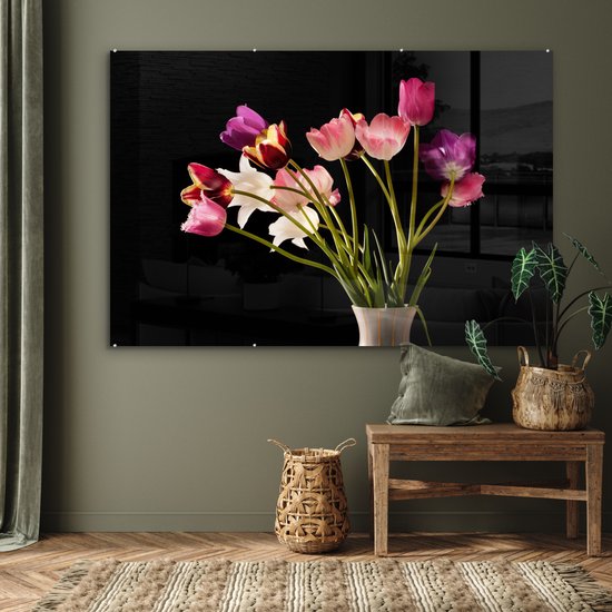 MuchoWow® Peinture sur Verre - Tulipes - Nature Morte - Fleurs - 150x100 cm - Peintures sur Verre Peintures - Photo sur Glas