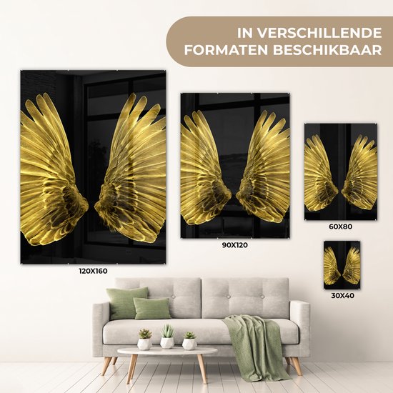 Peinture sur Verre - Ailes Dorées sur Fond Noir - 60x80 cm - Peintures sur Verre Peintures - Photo sur Glas