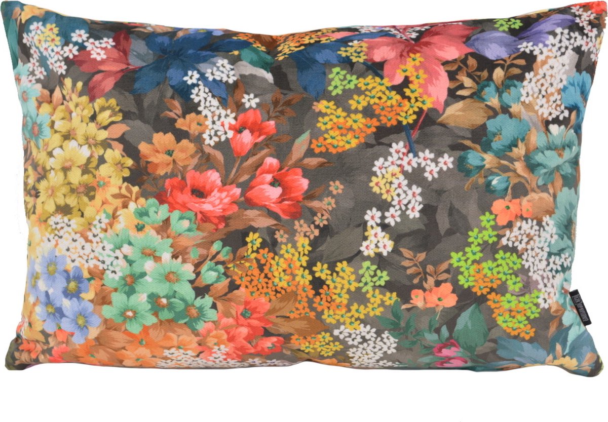 Gek op Kussens! Sierkussen Velvet Flowers 2 Long | 30 x 50 cm | Velvet/Polyester Flowers #2