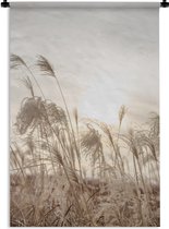 Wandkleed - Natuur - Riet - Stilleven - Landschap - Zon - Wandtapijt - Woonkamer decoratie - Katoen - Wanddoek - Muurkleed - 60x90 cm - Slaapkamer - Tapestry - Wanddecoratie - Muurdecoratie