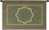 Wandkleed - Mandala - Groen - Design - Bloemen - Hippie - Tapestry - Woondecoratie - Wanddoek - Katoen - Slaapkamer - 90x60 cm - Wanddecoratie - Muurkleed - Muurdecoratie - Wandtapijt