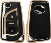 kwmobile étui à clés de voiture compatible avec la clé de voiture pliante à 3 boutons Toyota (T2) - étui à clés de voiture en noir / or