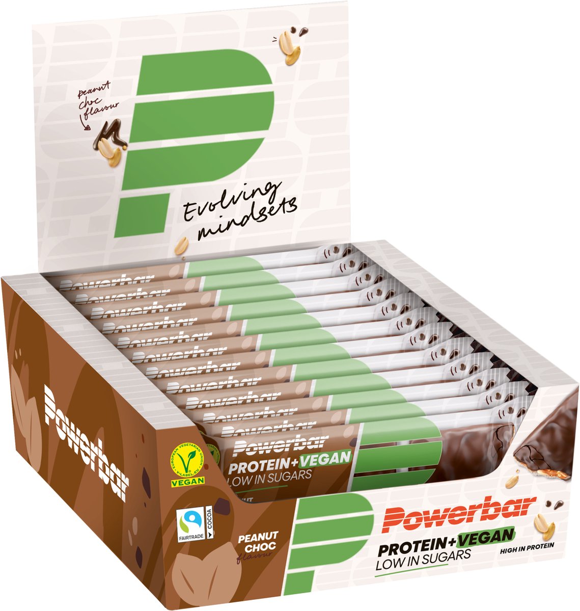 Goedkoopste Powerbar Vegan eiwitreep | Protein Bar Vegan | Peanut Chocolate - 12x42g