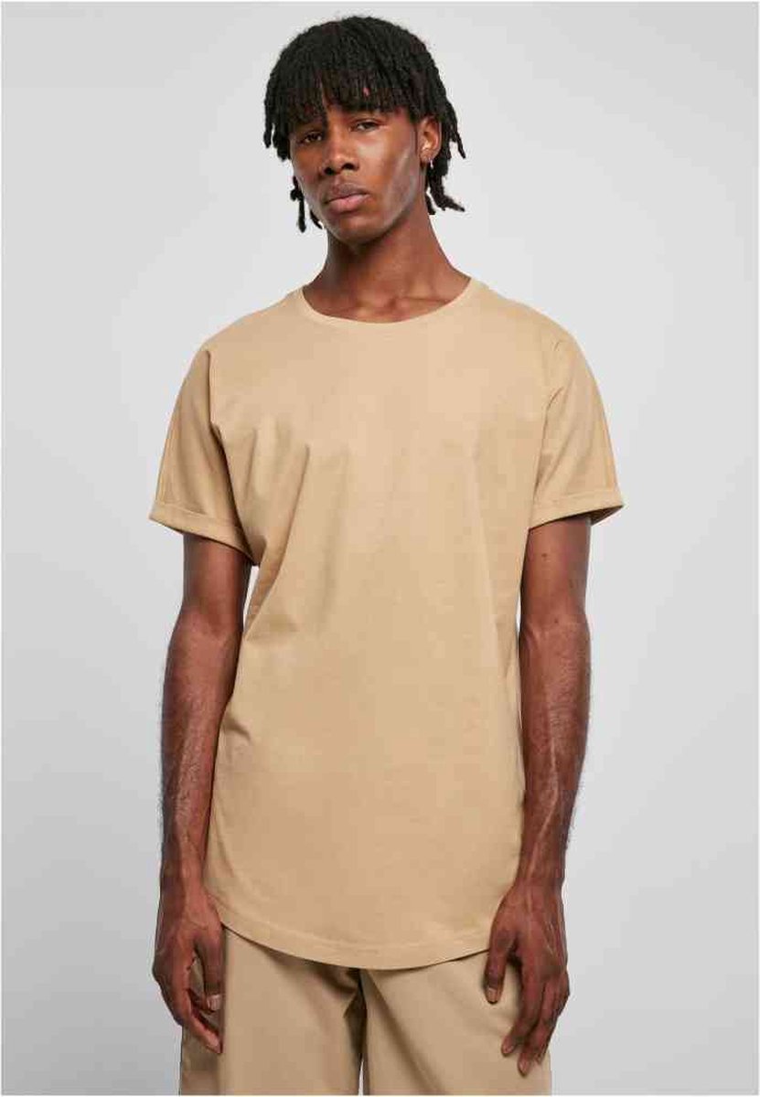 Urban Classics Long Shaped Turnup Heren Tshirt XXL Beige